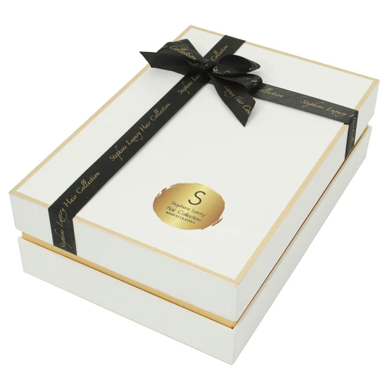 Boîte de papier cadeau doublée de satin rigide de luxe pour emballage de perruques avec logo personnalisé