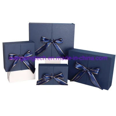 Boîte-cadeau bleue en gros boîte d'emballage cadeau Festival grande boîte-cadeau folio d'anniversaire boîte-cadeau cosmétique à double porte