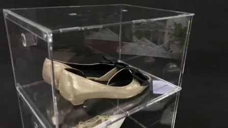 Boîte d'affichage de chaussures Nike en acrylique amovible empilable magnétique en gros avec couvercle