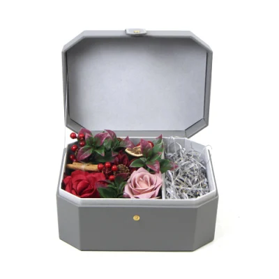 Boîte de fleurs de rose artificielle en PVC pour le cadeau d'anniversaire de mariage du festival de Noël